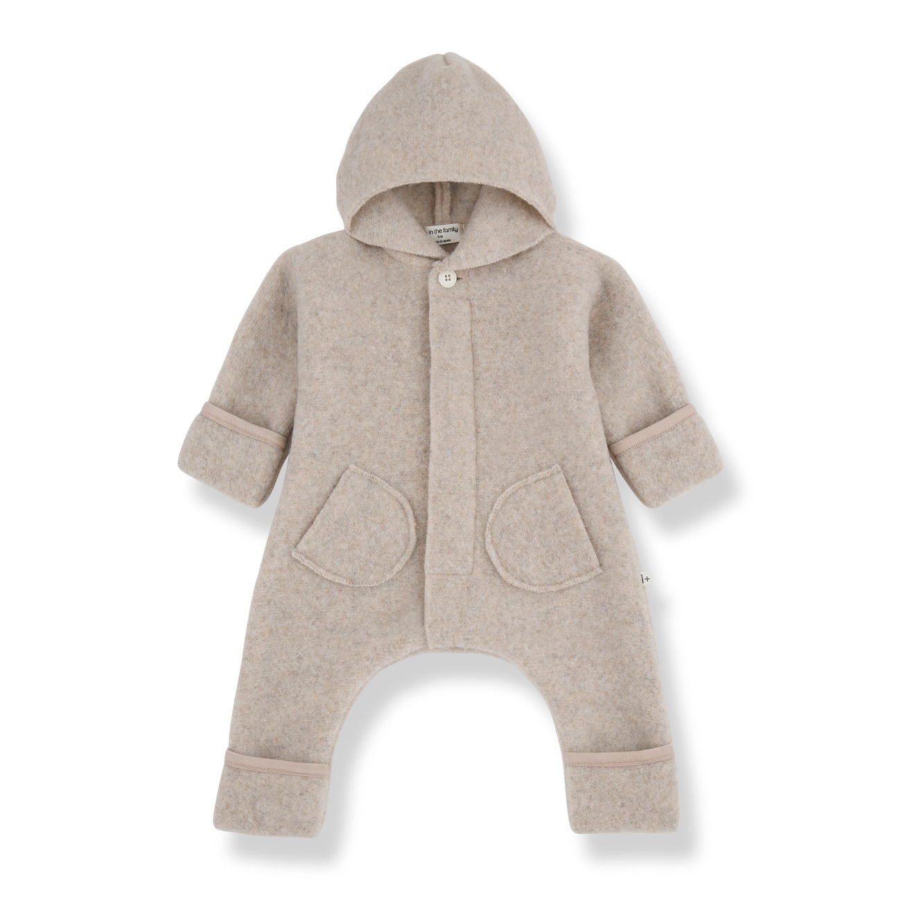 Bjorn Wool Blend Hooded Baby Pramsuit Onesie (Beige)